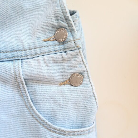 ROLLA'S Light Blue Denim Jean Organic Mirage High Rise Short Overalls Shortalls - Picture 10 of 11